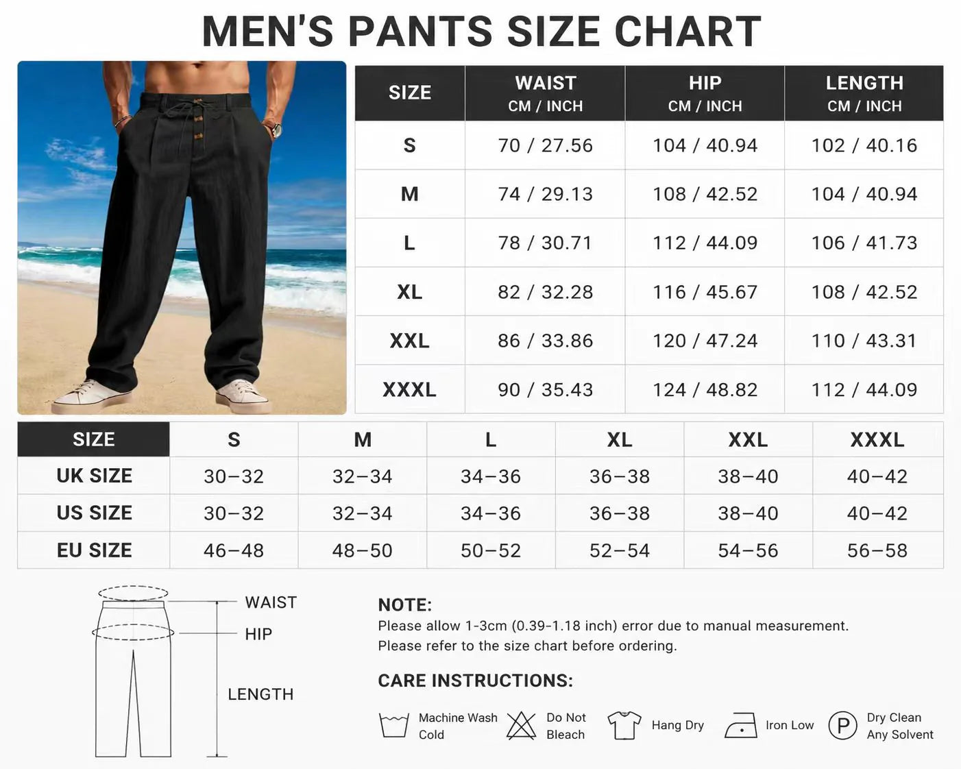 Men's Loose Fit Casual Relaxed Fit LightweightLinen Pants