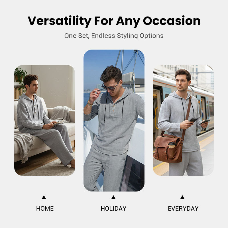 📢📢49% OFF !Men's Hooded Casual Loose Top & Pants 2-Piece Set