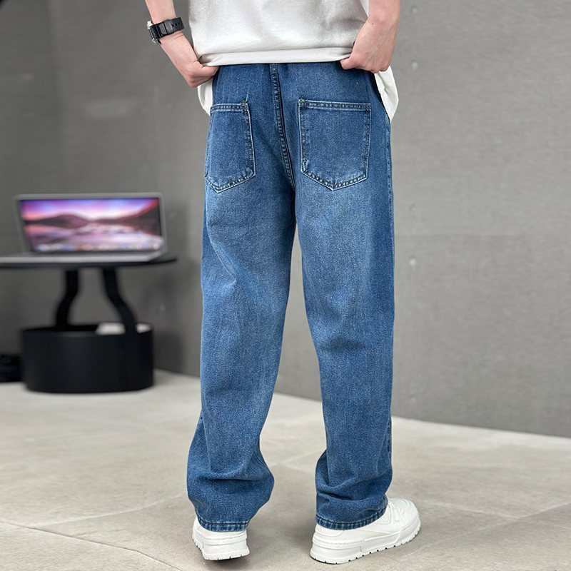 Men’s Plus Size Retro Loose Straight Denim Pants