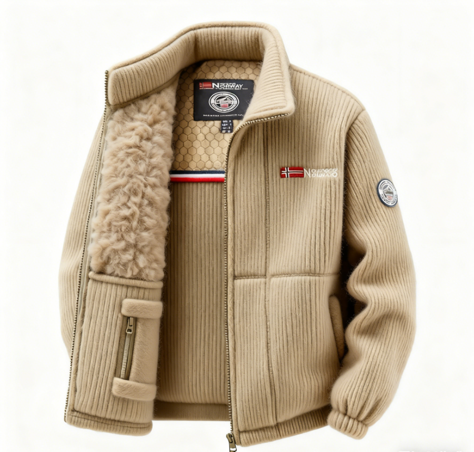 🔥🔥New cashmere wool men’s outdoor stand collar fleece jacket