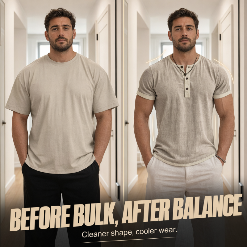 ⌛ Special Offer – Men's Breathable Short Sleeve Henley Shirt