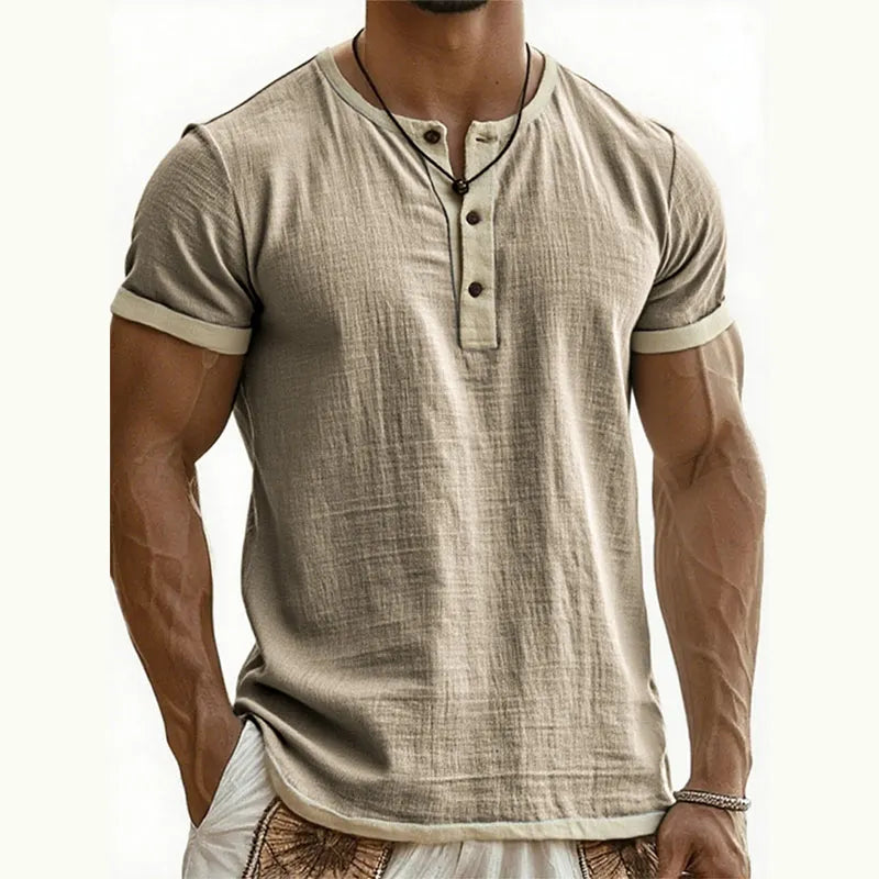 ⌛ Special Offer – Men's Breathable Short Sleeve Henley Shirt