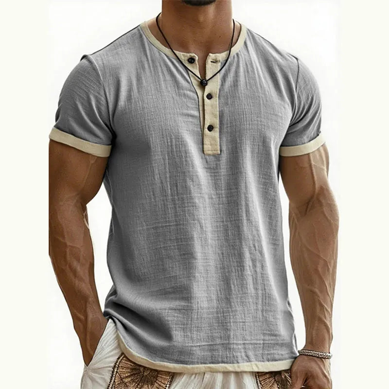 ⌛ Special Offer – Men's Breathable Short Sleeve Henley Shirt