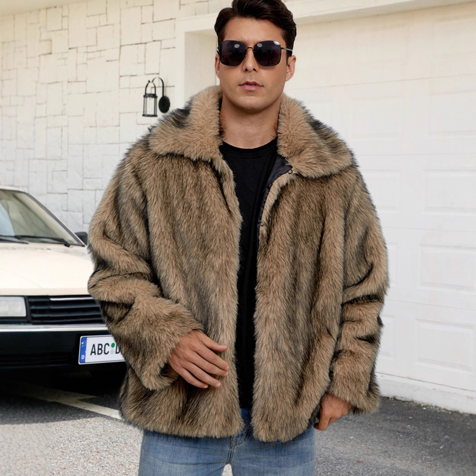 Must-Have Faux Fur Collar Coat for Trendy Men
