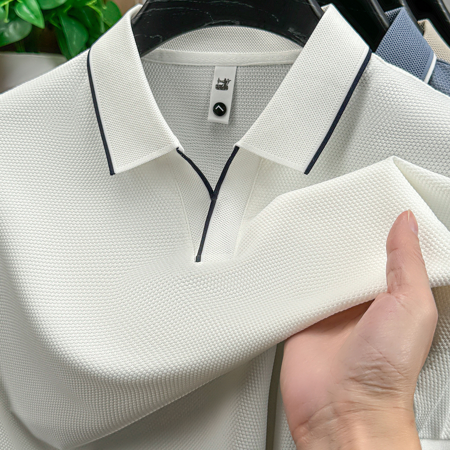 Men’s Seagull Collar Polo Shirt | Summer Waffle Knit Business Casual