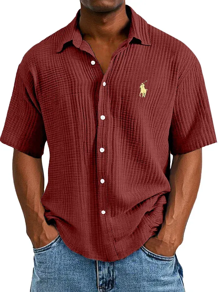 🔥Men's Casual Loose And Comfortable Textured Short-sleeved Shirt