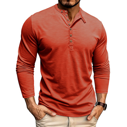 Men’s Autumn & Winter Henley Long Sleeve Polo Shirt