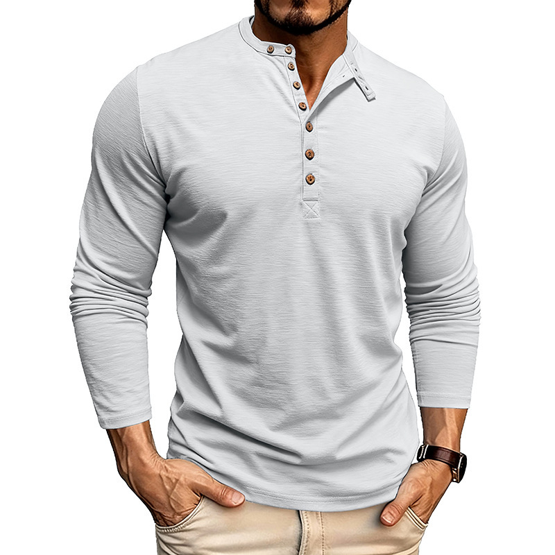 Men’s Autumn & Winter Henley Long Sleeve Polo Shirt