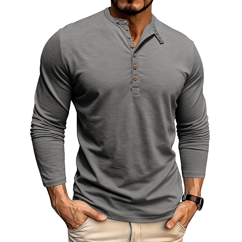 Men’s Autumn & Winter Henley Long Sleeve Polo Shirt