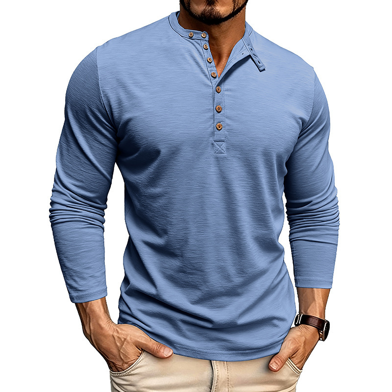 Men’s Autumn & Winter Henley Long Sleeve Polo Shirt