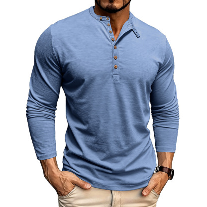 Men’s Autumn & Winter Henley Long Sleeve Polo Shirt