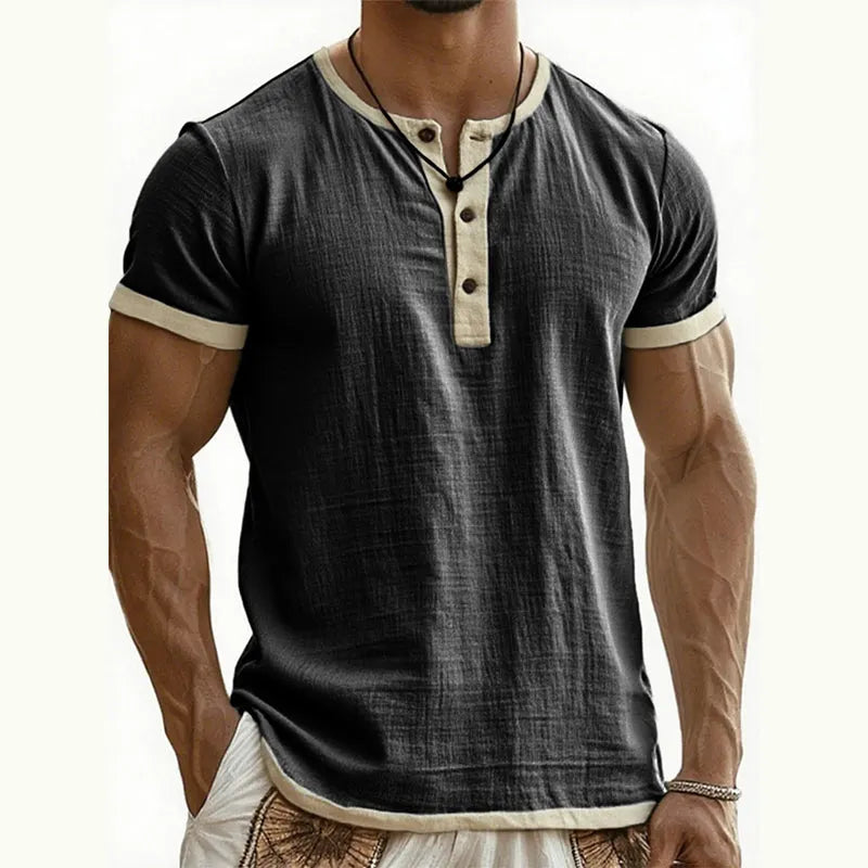 ⌛ Special Offer – Men's Breathable Short Sleeve Henley Shirt