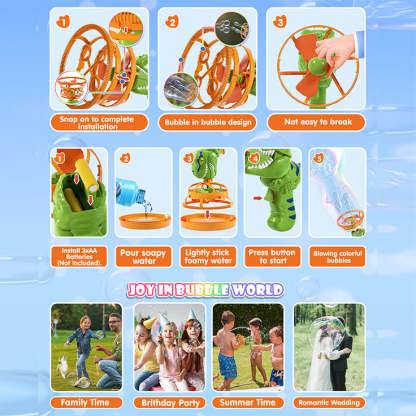 Dinosaur Bubble Machine Children's Electric Fan Bubble Gun Toy