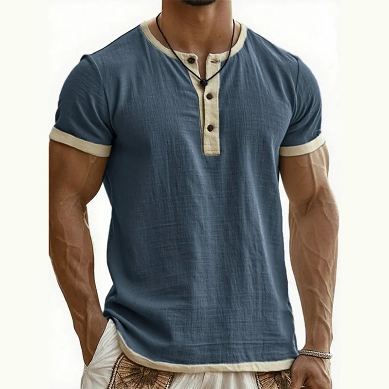 ⌛ Special Offer – Men's Breathable Short Sleeve Henley Shirt
