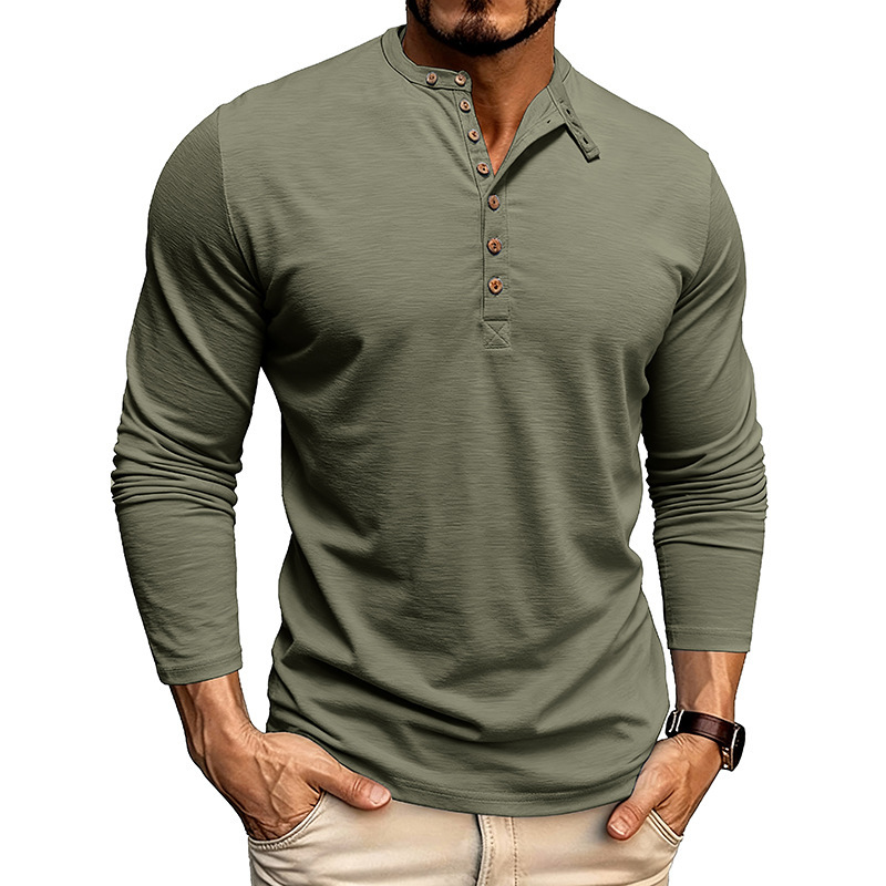 Men’s Autumn & Winter Henley Long Sleeve Polo Shirt