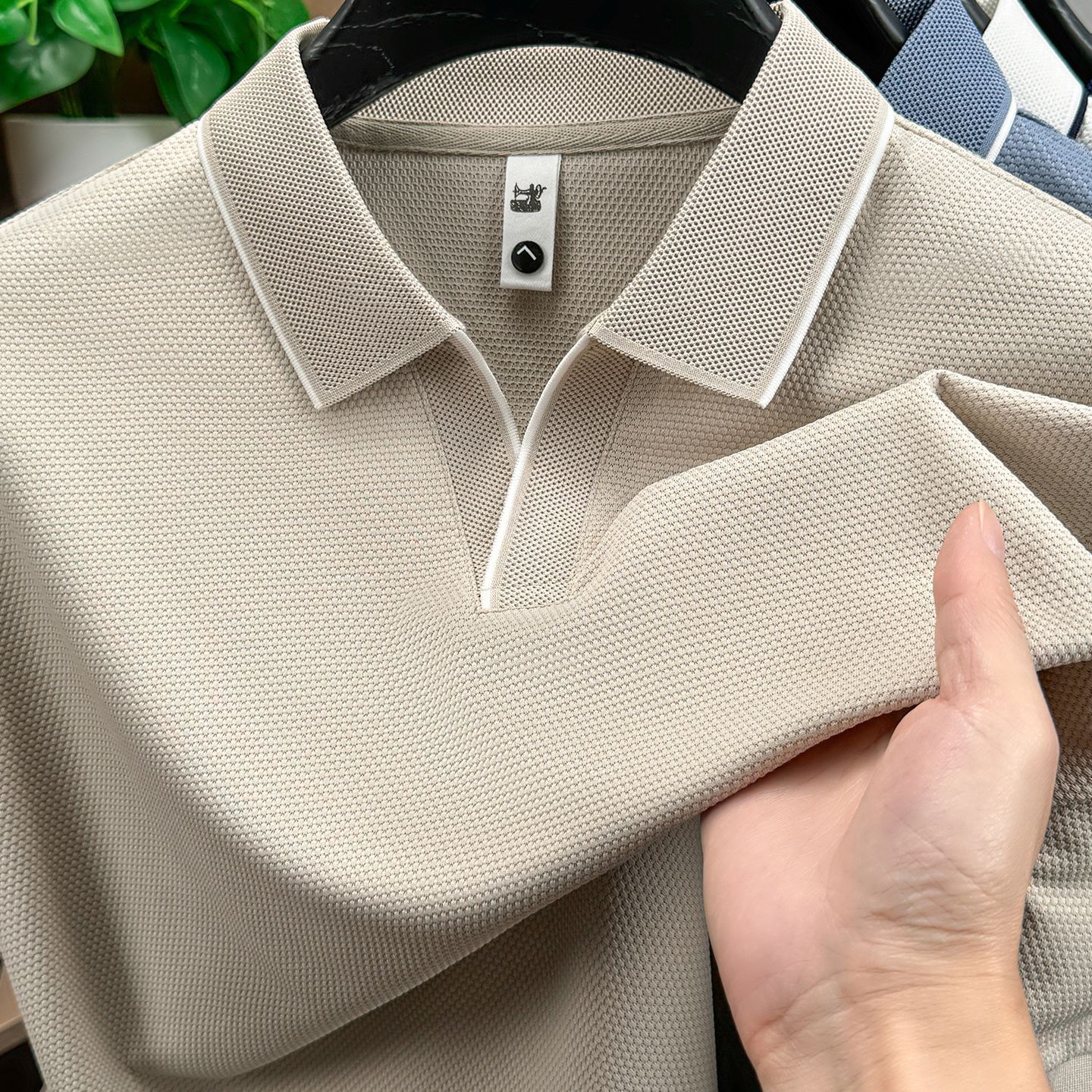 Men’s Seagull Collar Polo Shirt | Summer Waffle Knit Business Casual