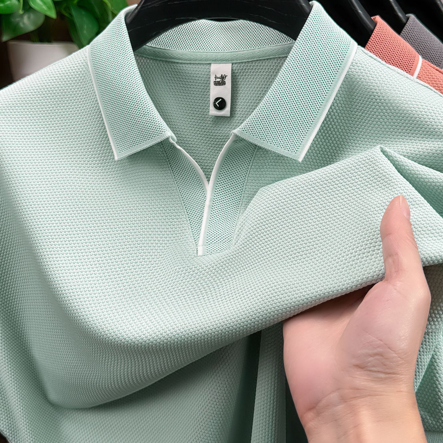 Men’s Seagull Collar Polo Shirt | Summer Waffle Knit Business Casual