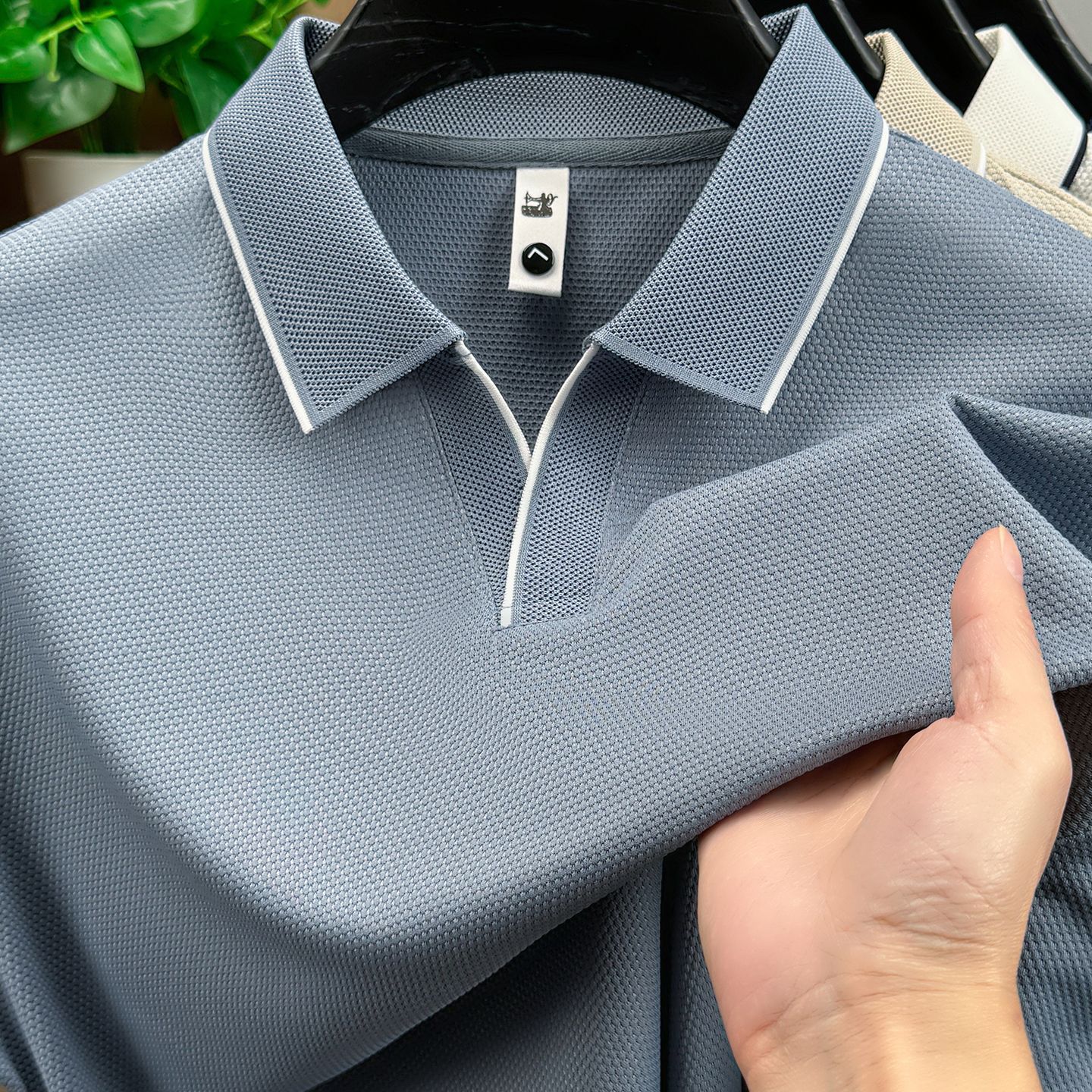 Men’s Seagull Collar Polo Shirt | Summer Waffle Knit Business Casual