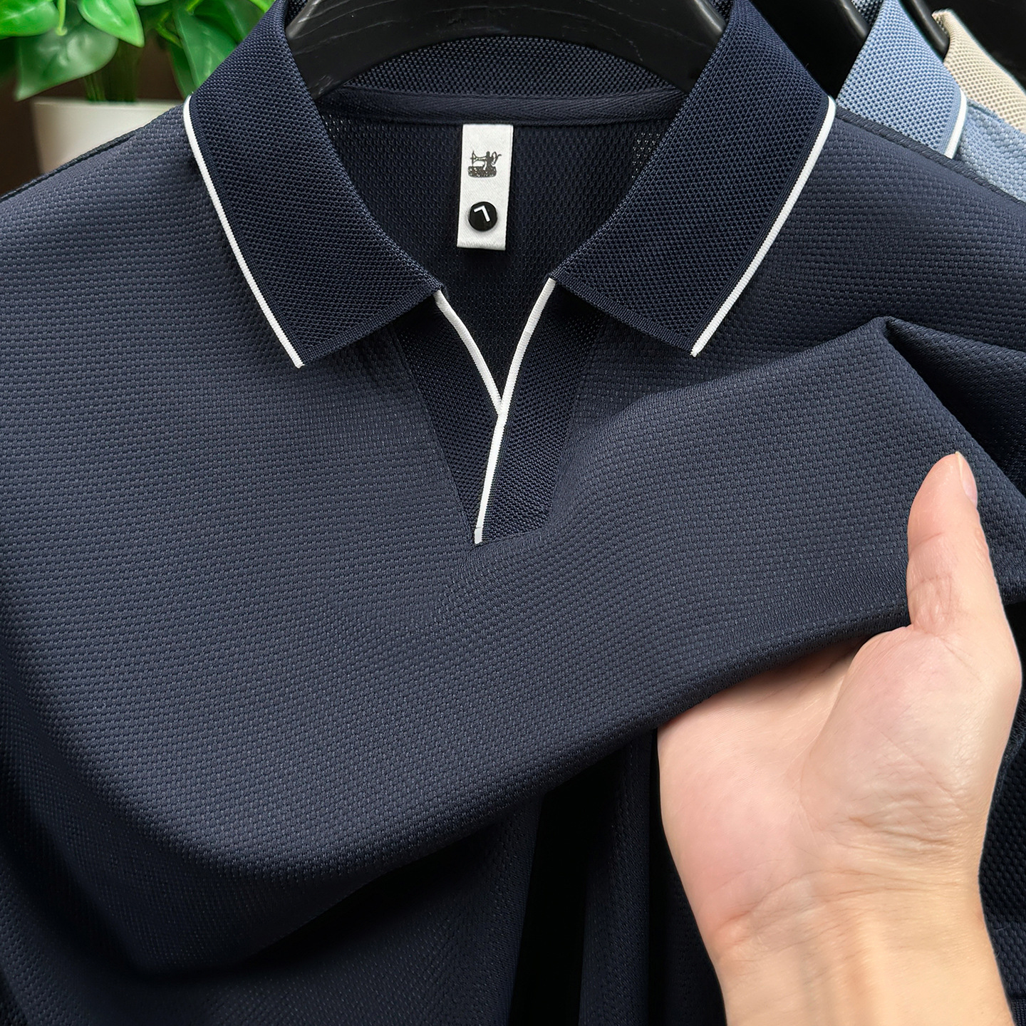 Men’s Seagull Collar Polo Shirt | Summer Waffle Knit Business Casual