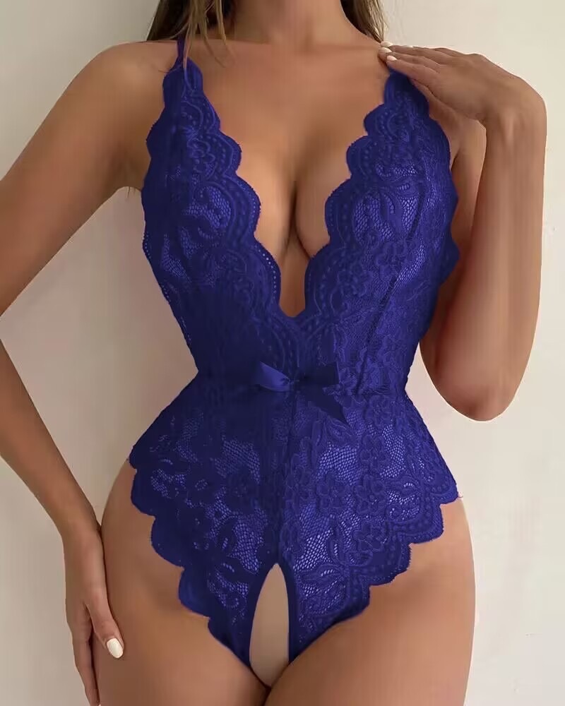 Women's Sexy Solid Color Lace Pajamas