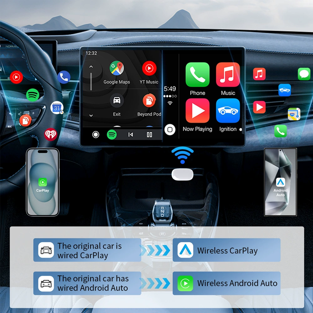 Mini 2 in 1 Wireless For Apple Carplay Android Auto Adapter