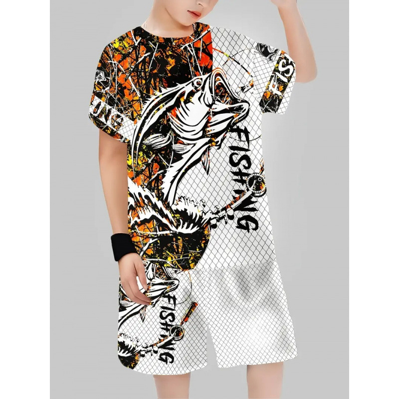 Unisex Kids Summer Cartoon 2Pcs Outfit