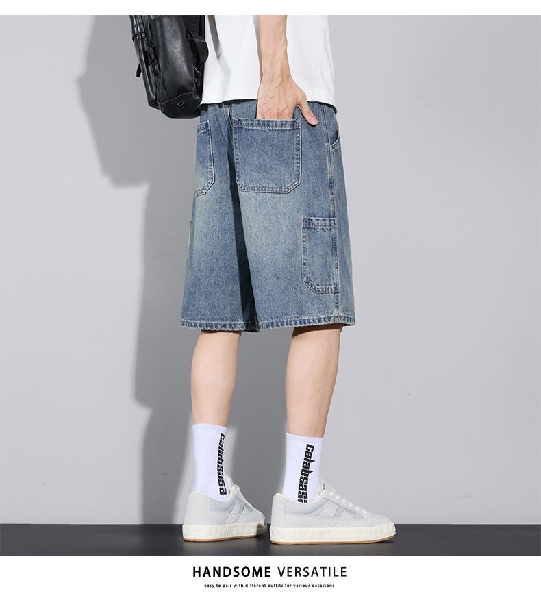 Men’s Summer Lightweight Loose Straight Retro Denim Pants
