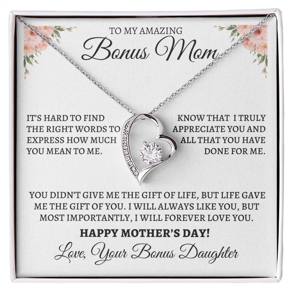 Mother's Day Forever Love Necklace from Bonus Daughter - I Will Forever Love You