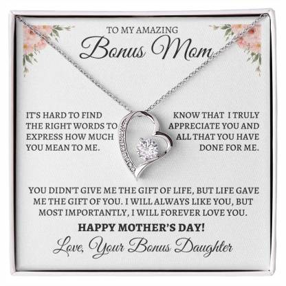 Mother's Day Forever Love Necklace from Bonus Daughter - I Will Forever Love You