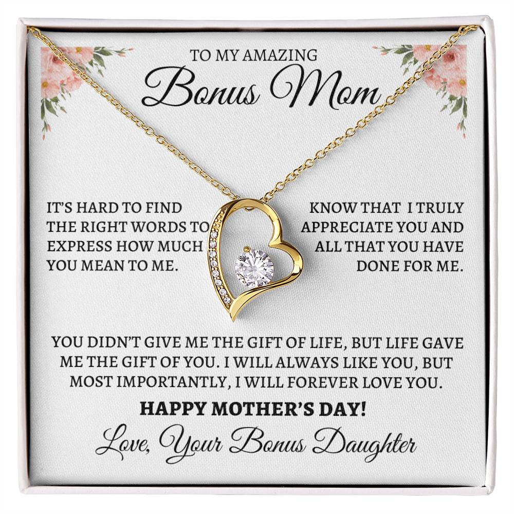 Mother's Day Forever Love Necklace from Bonus Daughter - I Will Forever Love You
