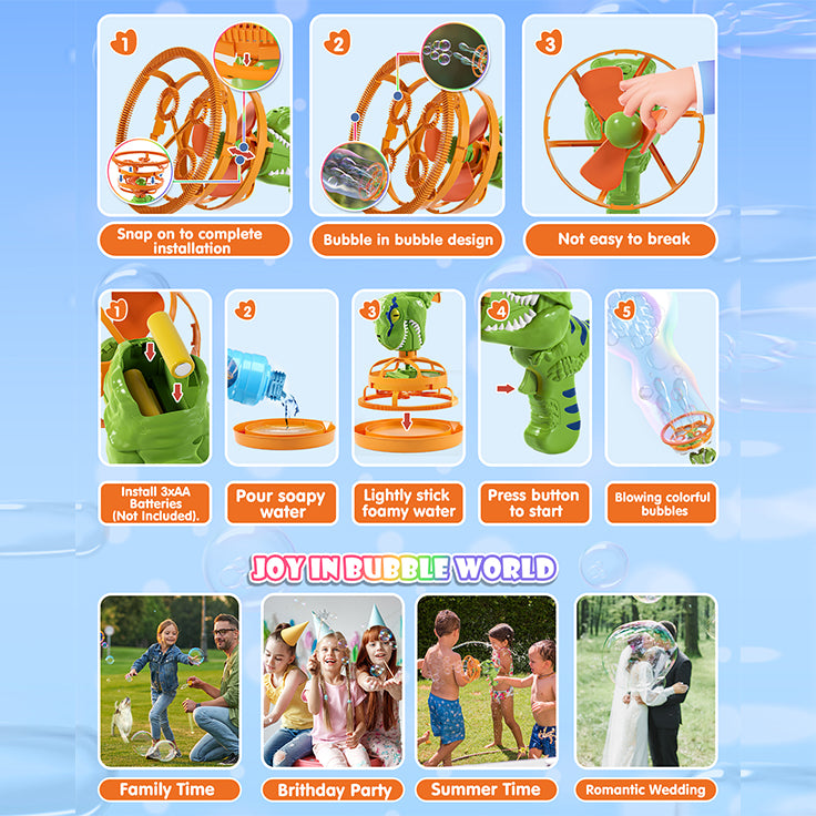 Dinosaur Bubble Machine Children's Electric Fan Bubble Gun Toy