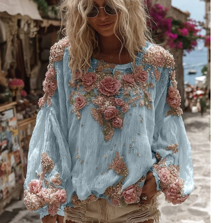 【S-5XL】💜 Stylová a všestranná halenka, vysoce kvalitní výšivka
