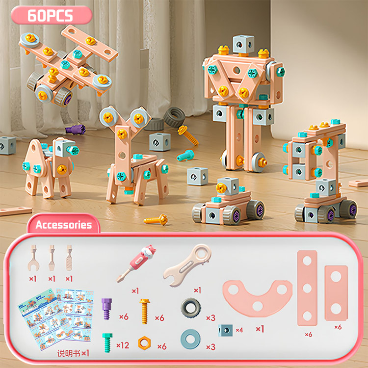 【60/103 KS】🌈 Šroubovací hračky pro kutily – vzdělávací hračky s jednoduchými stavebnicemi, hračkami, nářadím a elektrickou vrtačkou