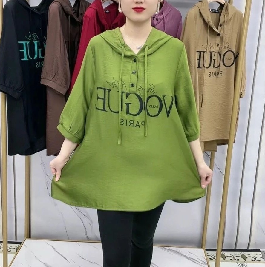 【Kup jeden, druhý zdarma】🌷Dámské letní tričko s krátkým rukávem, ležérním potiskem a kapucí