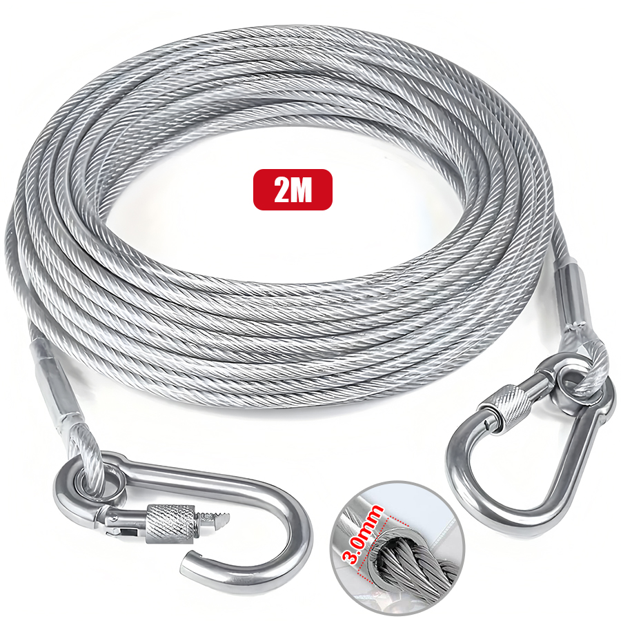 【4 ks 】Prodloužené tažné lano z nerezové oceli 304 pro venkovní použití [včetně háku]