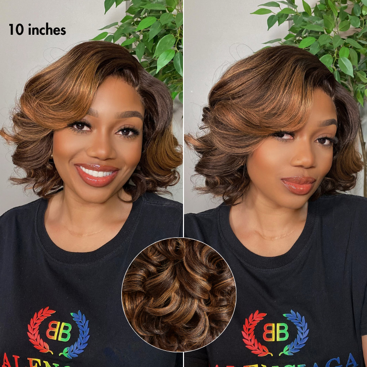 Mature Boss Brown Ombre Highlight / Natural Black Loose Wave Glueless Minimalist HD Lace Wig Ready To Go