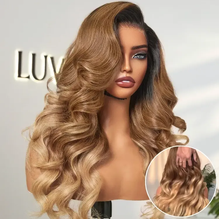 PreMax Wigs | Gorgeous Ombre Color Loose Wave Glueless 13x4 Frontal Lace Blonde Hair Wig Pre-cut Lace