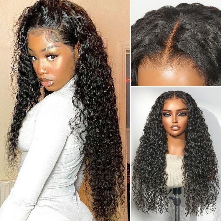 PreMax Water Wave Glueless Flexi-Fit Invisible Drawstring 13x4 Frontal Lace Fluffy Curly Wig Pre-Cut Lace