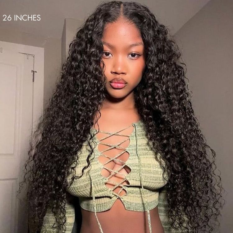 PreMax Water Wave Glueless Flexi-Fit Invisible Drawstring 13x4 Frontal Lace Fluffy Curly Wig Pre-Cut Lace