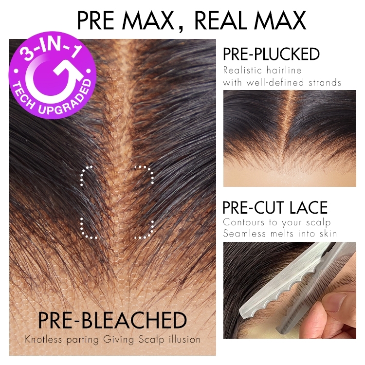 PreMax Wigs | Jet Black Middle Part Silky Straight Glueless 5x5 Closure Lace Wig
