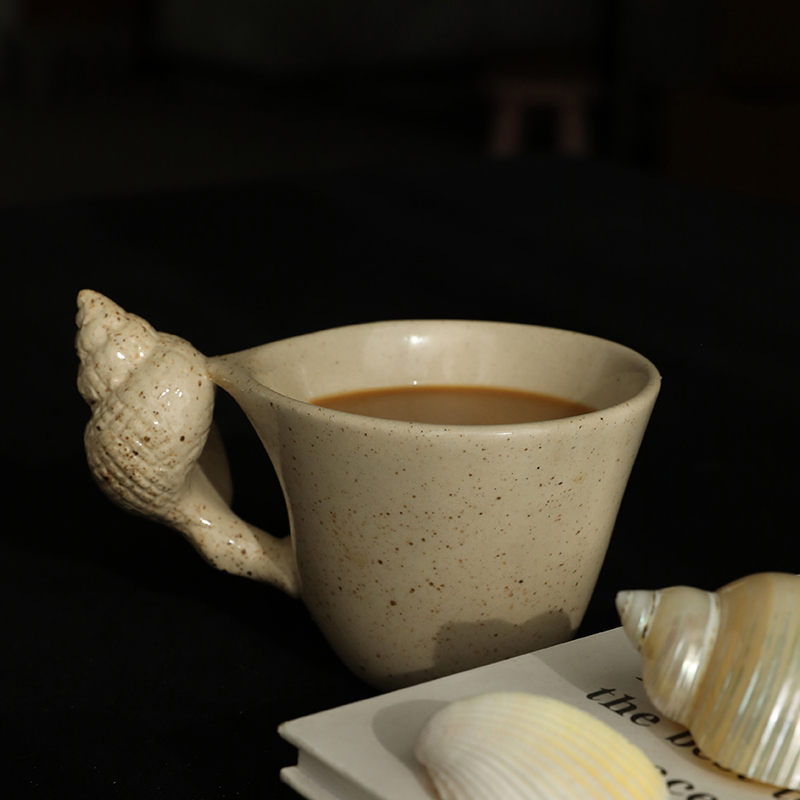 Handcrafted Ceramic Seashell Cup & Saucer