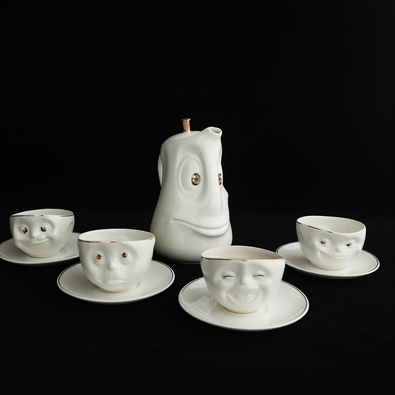 Funny 3D Face Ceramic Tea Set