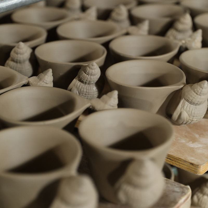 Handcrafted Ceramic Seashell Cup & Saucer