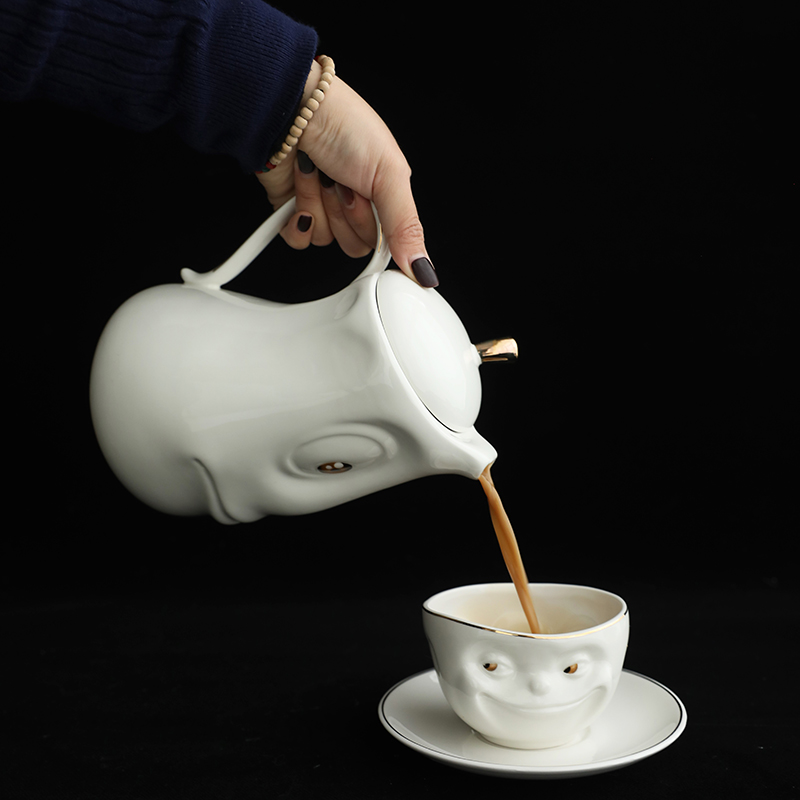 Funny 3D Face Ceramic Tea Set