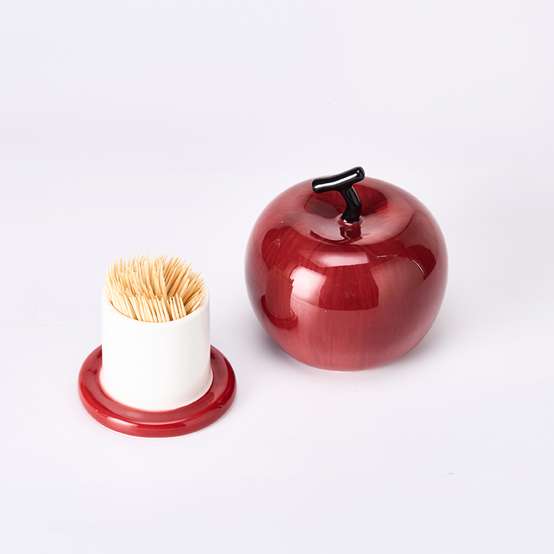 Apple-Shaped Ceramic Toothpick Holder
