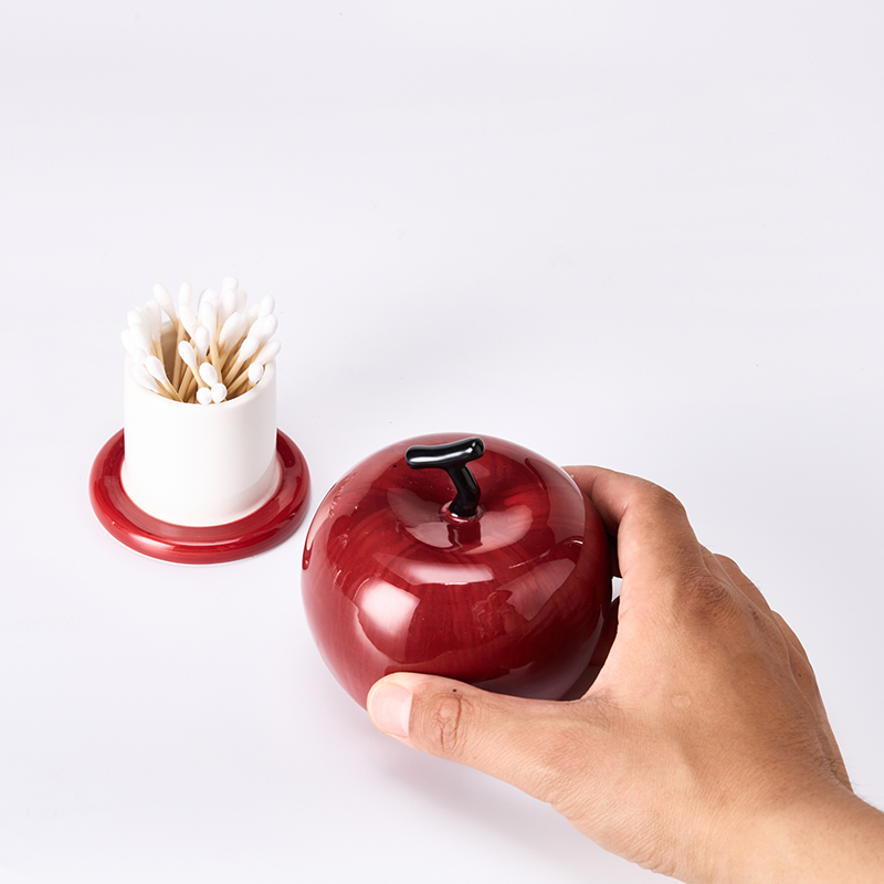 Apple-Shaped Ceramic Toothpick Holder