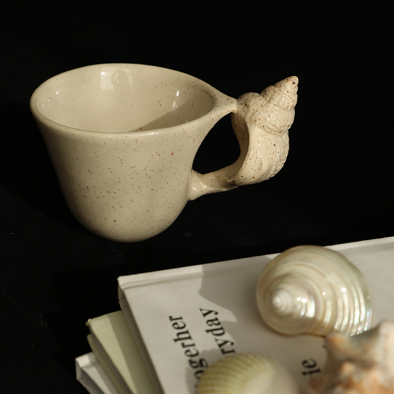 Handcrafted Ceramic Seashell Cup & Saucer