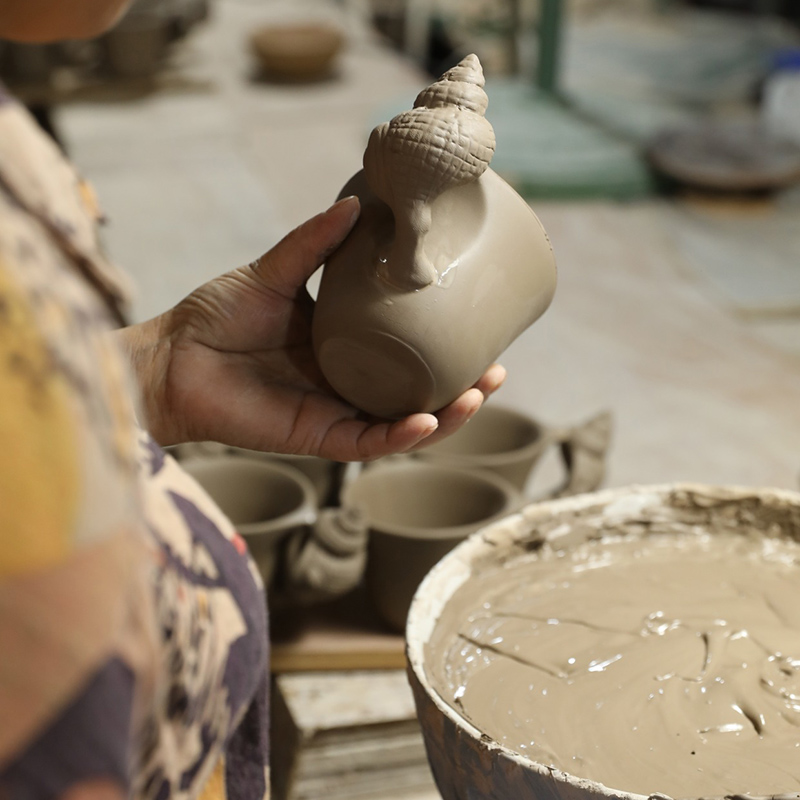 Handcrafted Ceramic Seashell Cup & Saucer