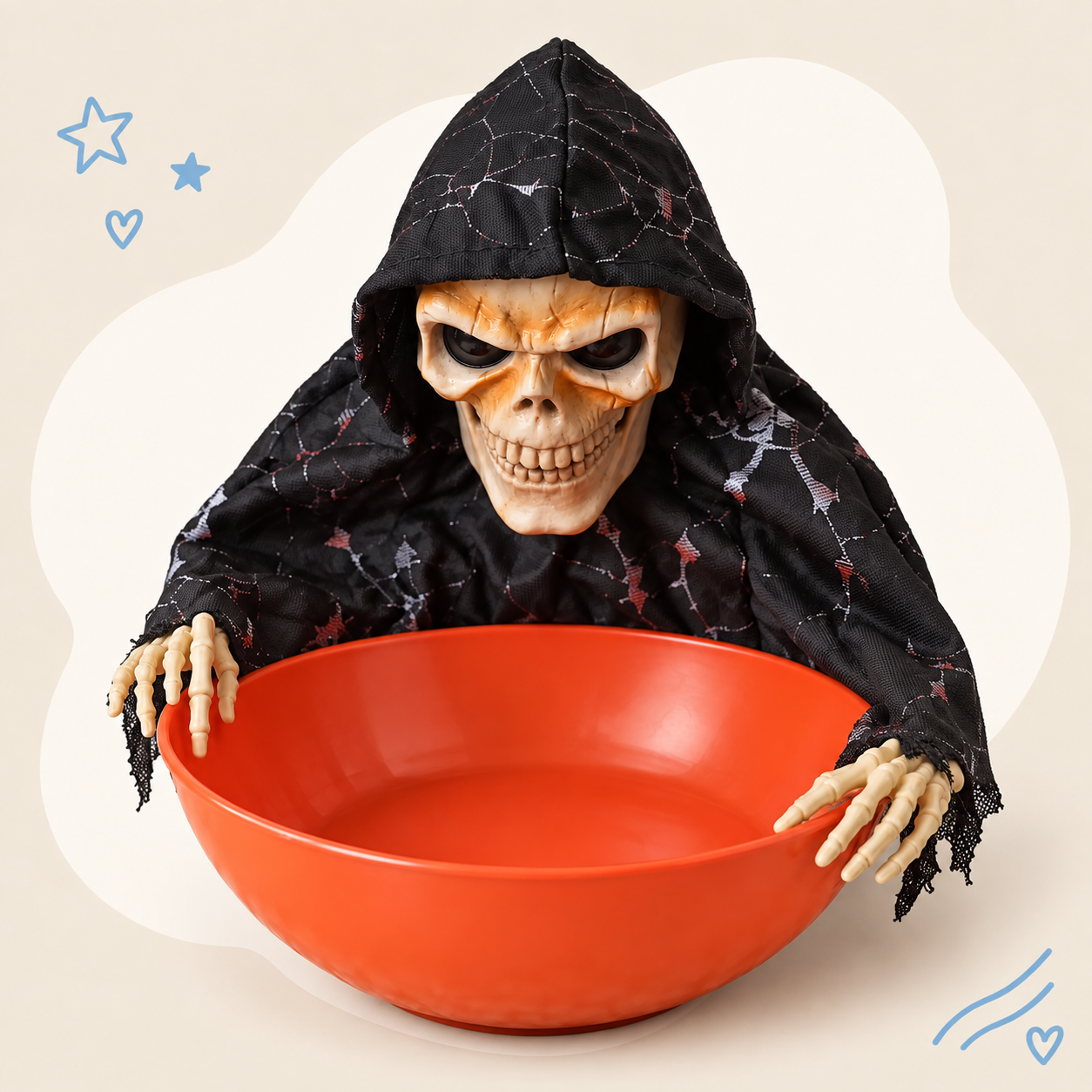 Hooded Skeleton Halloween Candy Bowl