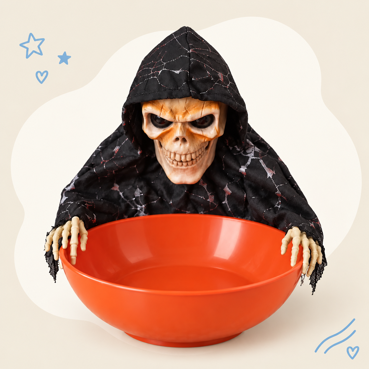 Hooded Skeleton Halloween Candy Bowl
